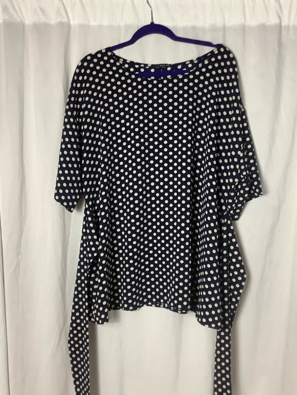 West Kei Navy and White Polka Dot Short-Sleeve Tunic